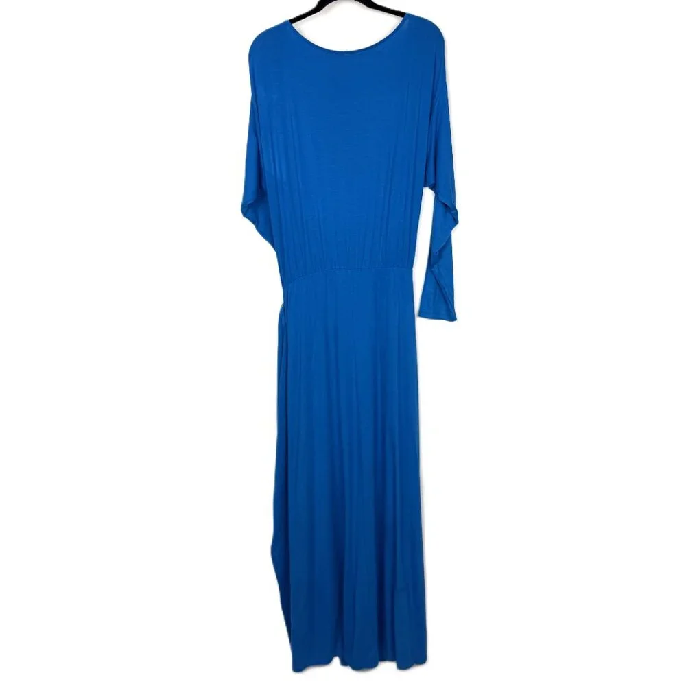 Free People Alyssa Long Sleeve Boho Wrap‎ Maxi Dress Blue Small